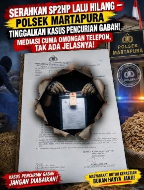 KANIT RESKRIM & PENYIDIK POLSEK MARTAPURA DIAM — SP2HP DIKIRIM, PERKARA PENCURIAN GABAH PABRIK KADES PERACAK TAK BERGERAK!