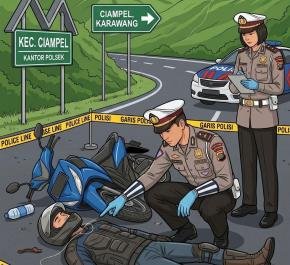 Diduga Terkena Benang, Warga Ciampel Meninggal di Atas Motor