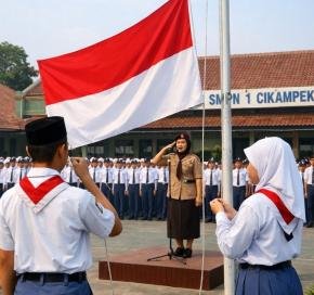 Hari Pertama Sekolah, SMPN 1 Cikampek Awali KBM dengan Upacara dan Halal Bihalal