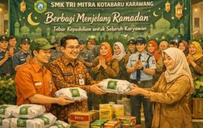 Berbagi Menjelang Ramadan, SMK Tri Mitra Kotabaru Karawang Tebar Kepedulian untuk Seluruh Karyawan