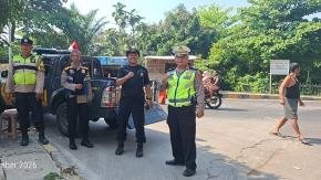 Polsek Klari Amankan Jalur Kegiatan Pembaretan Anggota Polresta Karawang